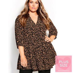 City Chic | *PLUS SIZE* | Geo Longline Top - Animal Print